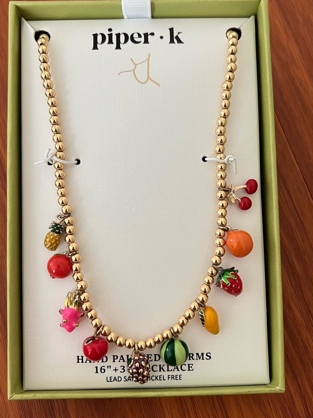Piper K. Gold Bead Fruit Charm Necklace - Multicolor